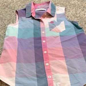 Colorful plaid button up tank top